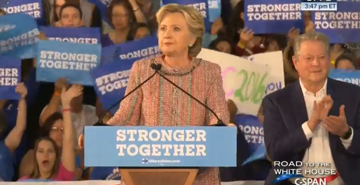 Hillary Clinton Just Gave Green City, Clean Water Props in Speech