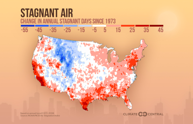 Stagnant days on US map climate central